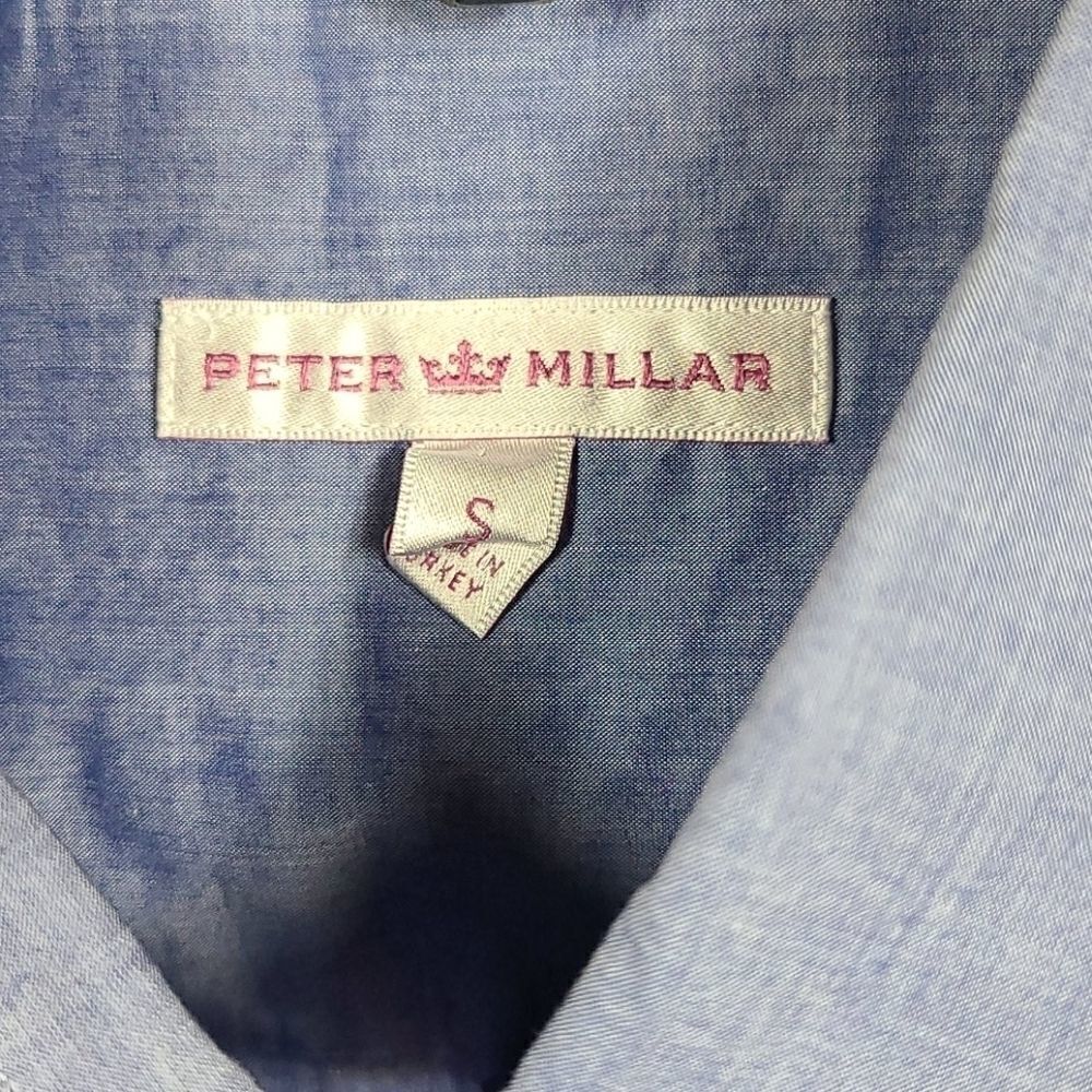Peter Millar 👑 Blue British Luxurious Dress Shirt Long Sleeve Button Down - Picture 4 of 7